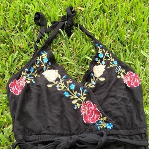 Black Embroidered Jumpsuit